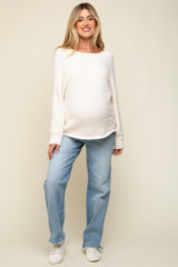 Ivory Fuzzy Knit Maternity Sweater