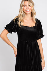 Black Velvet Tiered Midi Dress