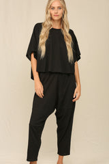 Black Slouchy Silhouette Top And Pants Set