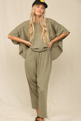 Olive Slouchy Silhouette Top And Pants Set