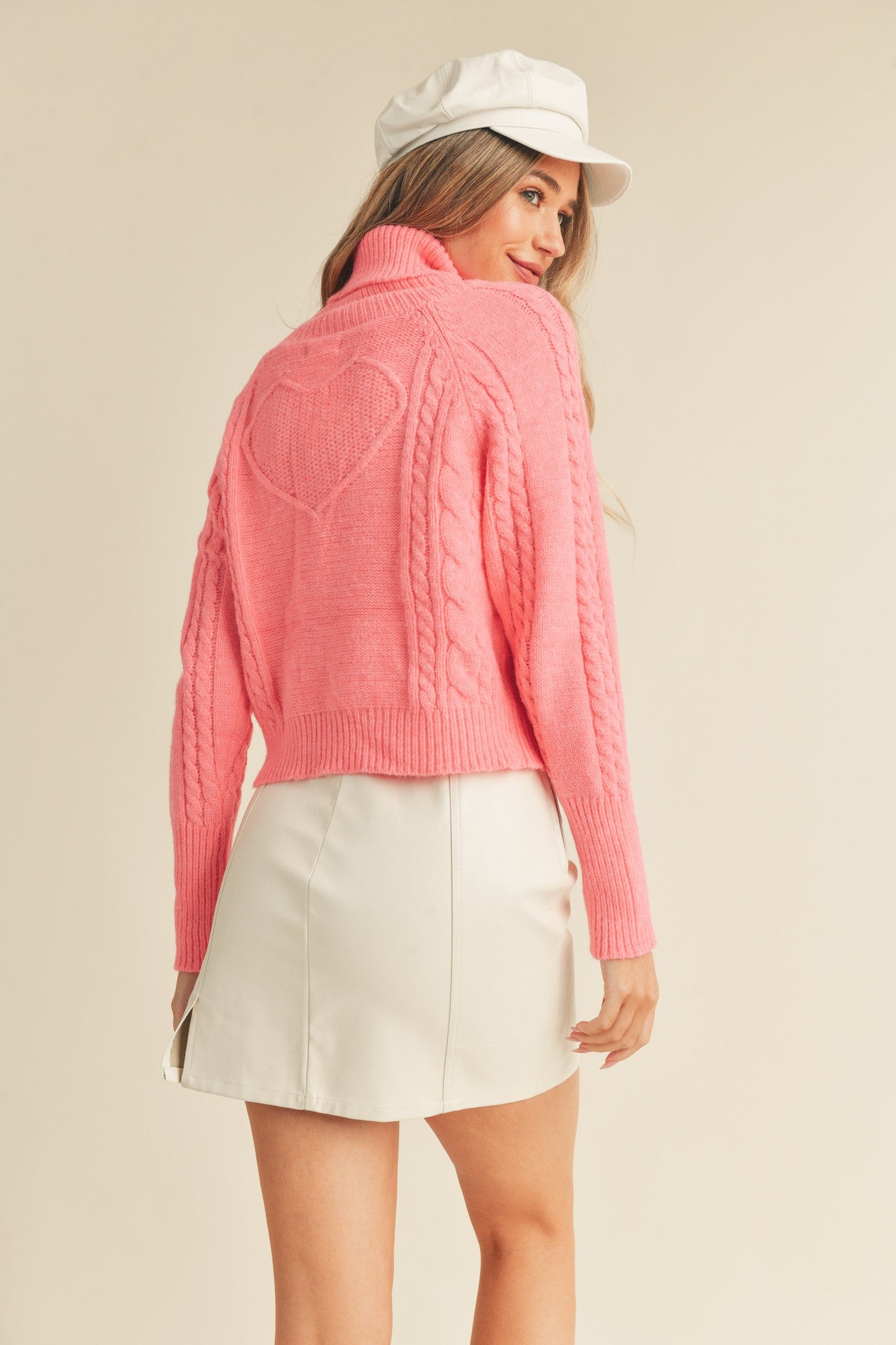 Pink Reversible Heart Cut Out Sweater