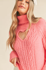 Pink Reversible Heart Cut Out Sweater