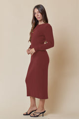 Rust Back Tie Sweater Dress