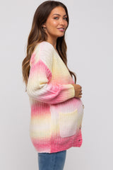 Pink Multi Gradation Button Down Knit Cardigan Sweater