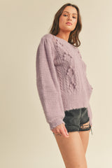Lilac Pom Pom Knit Sweater