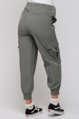 Light Olive Cargo Maternity Joggers