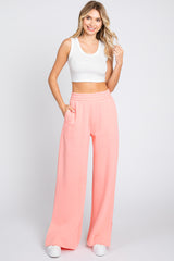 Pink Soft Wide Leg Side Slit Maternity Sweatpants