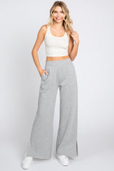 Heather Grey Soft Wide Leg Side Slit Maternity Sweatpants