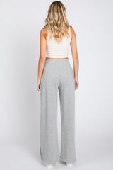 Heather Grey Soft Wide Leg Side Slit Sweatpants