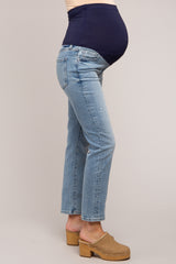 Light Blue Straight Leg Maternity Jeans