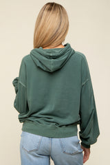 Green Faded Wash Maternity Drawstring Hoodie