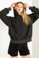 Black Faded Wash Maternity Drawstring Hoodie