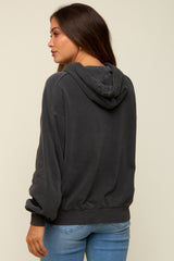 Black Faded Wash Maternity Drawstring Hoodie