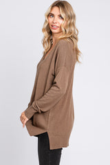 Mocha Long Sleeve Side Slit Sweater