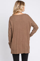 Mocha Long Sleeve Side Slit Sweater