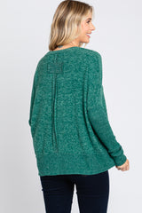 Green Heather Brushed Knit Top