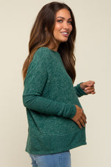 Green Heather Brushed Knit Maternity Top