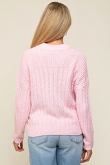 Light Pink  Cable Knit Maternity Sweater