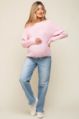 Light Pink  Cable Knit Maternity Sweater