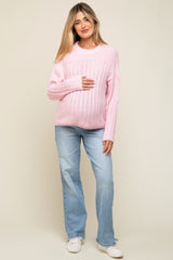 Light Pink  Cable Knit Maternity Sweater