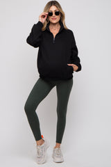 Black Half Zip Maternity Sweatshirt