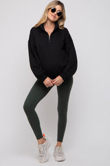 Black Half Zip Maternity Sweatshirt