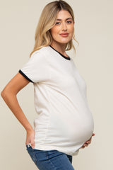 Black Cream Short Sleeve Maternity Ringer Tee