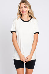 Black Cream Short Sleeve Ringer Tee