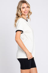 Black Cream Short Sleeve Ringer Tee