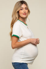 Green Cream Short Sleeve Maternity Ringer Tee