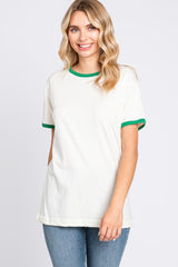 Green Cream Short Sleeve Maternity Ringer Tee