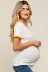 Mustard Cream Short Sleeve Maternity Ringer Tee