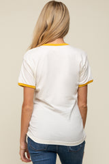 Mustard Cream Short Sleeve Maternity Ringer Tee