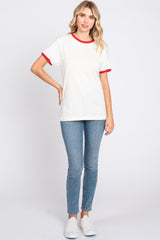 Red Cream Short Sleeve Ringer Tee