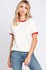 Red Cream Short Sleeve Ringer Tee