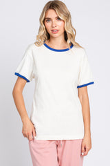 Royal Blue Cream Short Sleeve Maternity Ringer Tee