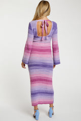 Pink Ombre Striped Sweater Knit Maternity Dress