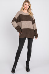 Brown Striped Color Block Maternity Sweater