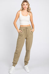 Light Olive Basic Drawstring Sweatpants