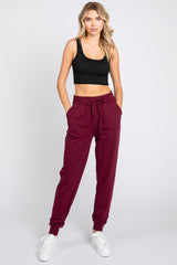 Burgundy Basic Drawstring Maternity Sweatpants