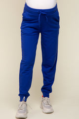 Royal Blue Basic Drawstring Maternity Sweatpants