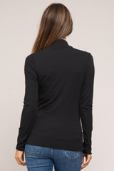 Black Ribbed Long Sleeve Turtle Neck Maternity Top