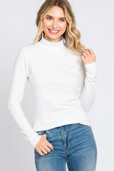 Ivory Ribbed Long Sleeve Turtle Neck Maternity Top