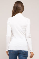 Ivory Ribbed Long Sleeve Turtle Neck Maternity Top