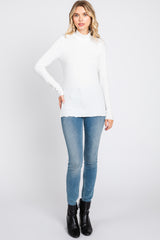 Ivory Ribbed Long Sleeve Turtle Neck Top