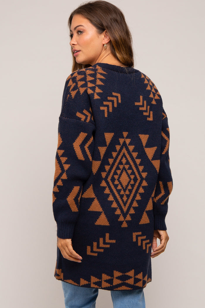 Navy Blue Print Maternity Cardigan