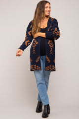 Navy Blue Print Maternity Cardigan