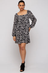 Black Floral Long Sleeve Dress