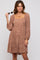 Mocha Floral Tier Long Sleeve Dress