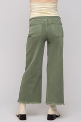 Olive Cropped Wide Leg Maternity Pants